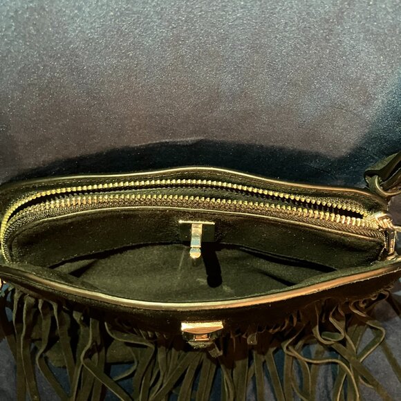 Rebecca Minkoff Darren black suede fringe crossbody bag, used like new - Picture 4 of 12